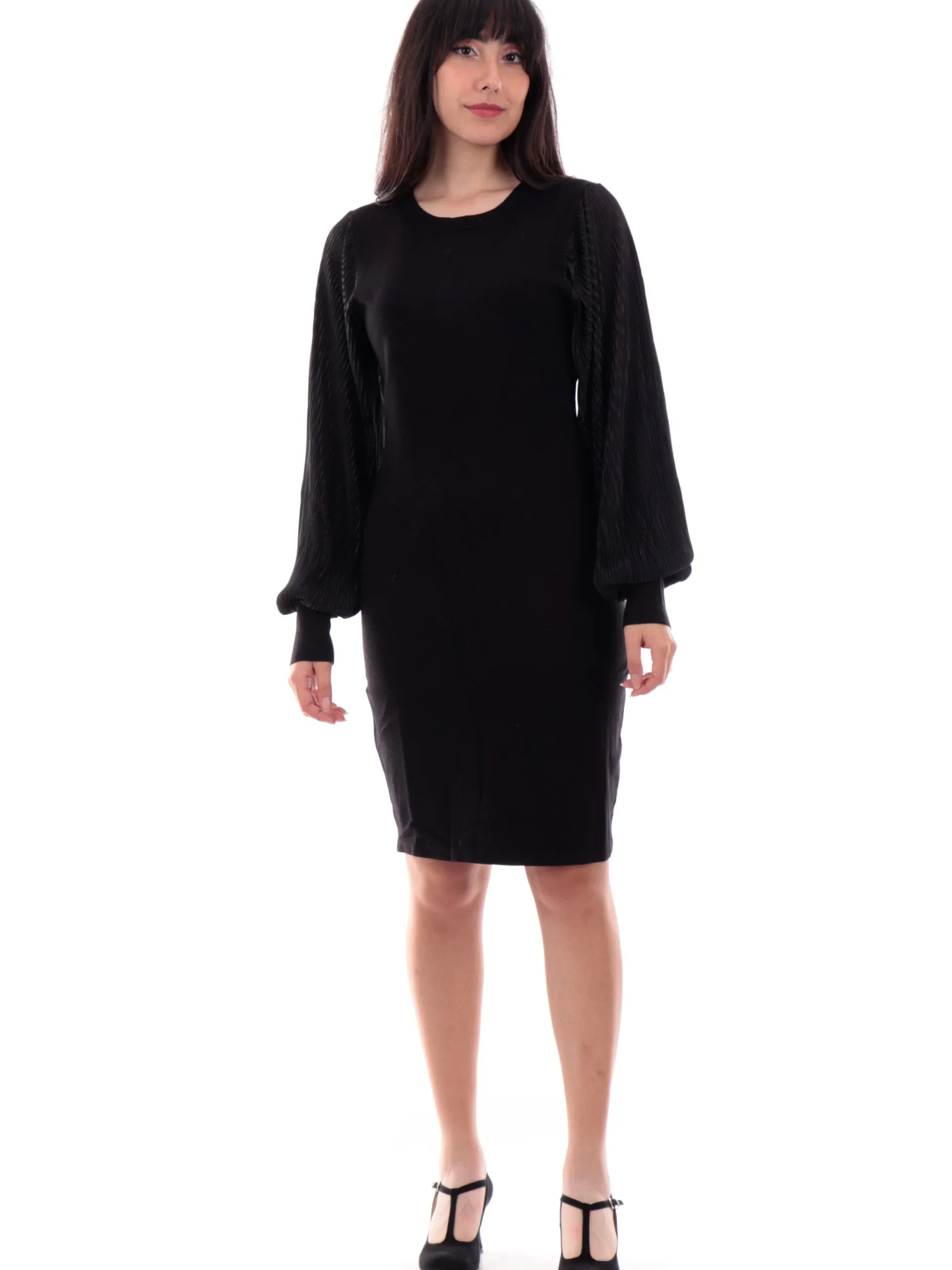 MOLLYBRACKEN Vestiti*Vestito Molly bracken nero da donna con maniche lunghe plissettate LA1641CH