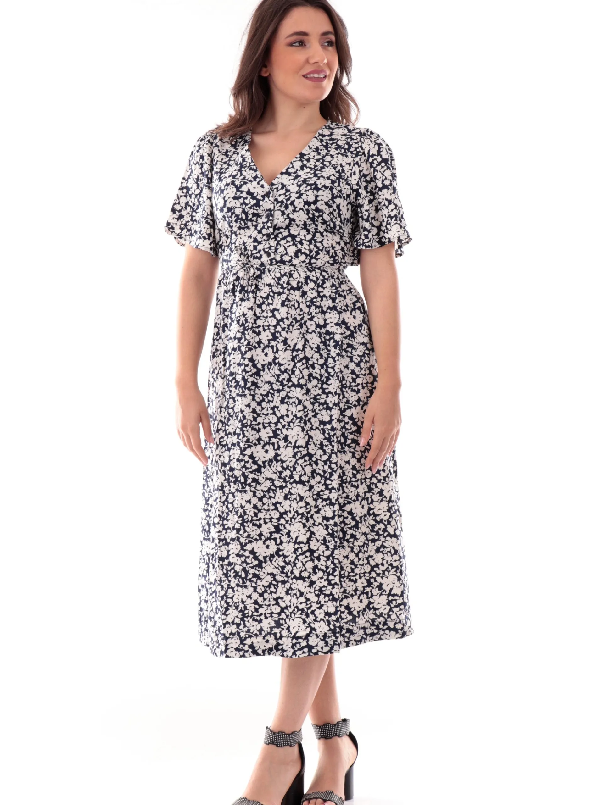 ONLY Vestiti*Vestito fantasia floreale maniche corte con scollo a V e cintura 15323675