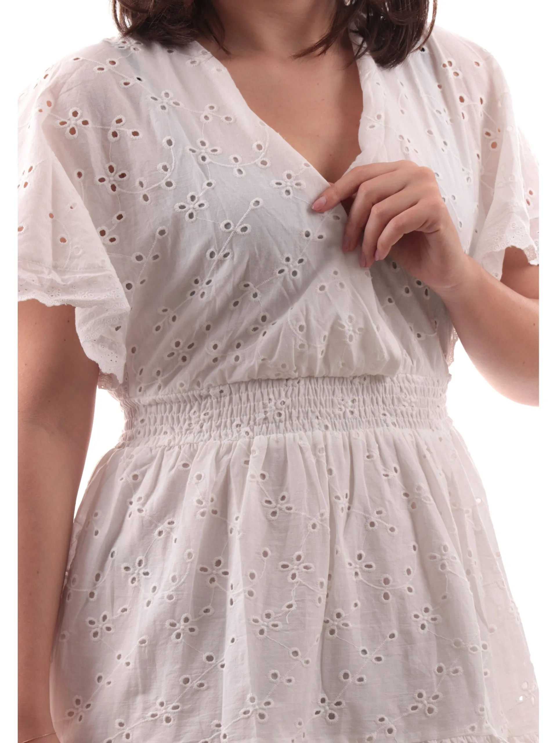 MOLLYBRACKEN Vestiti*Vestito pizzo Molly Bracken bianco da donna scollo a V GL708DE