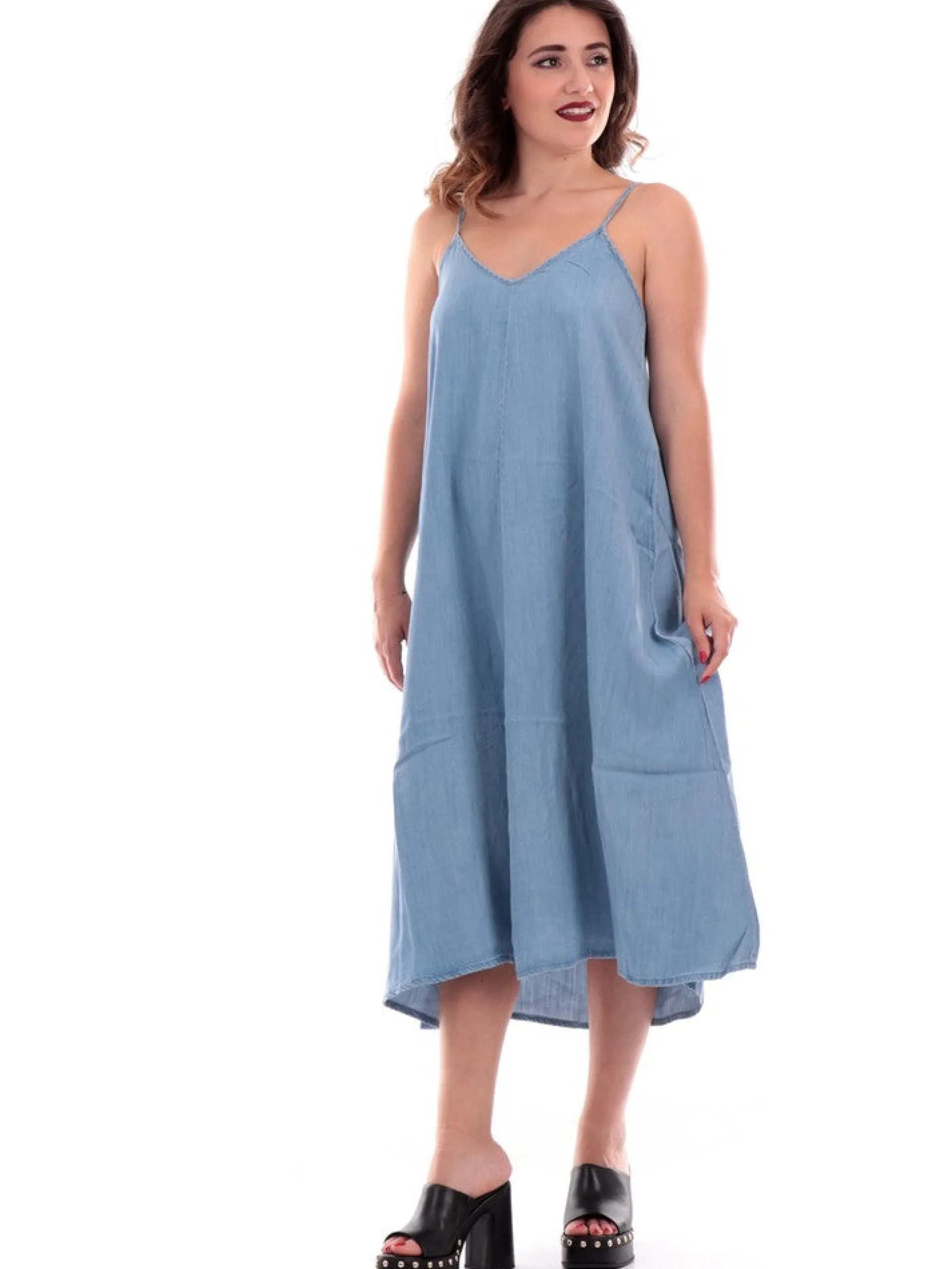 ONLY Vestiti*Vestito spalle scoperte blu jeans da donna 15292391