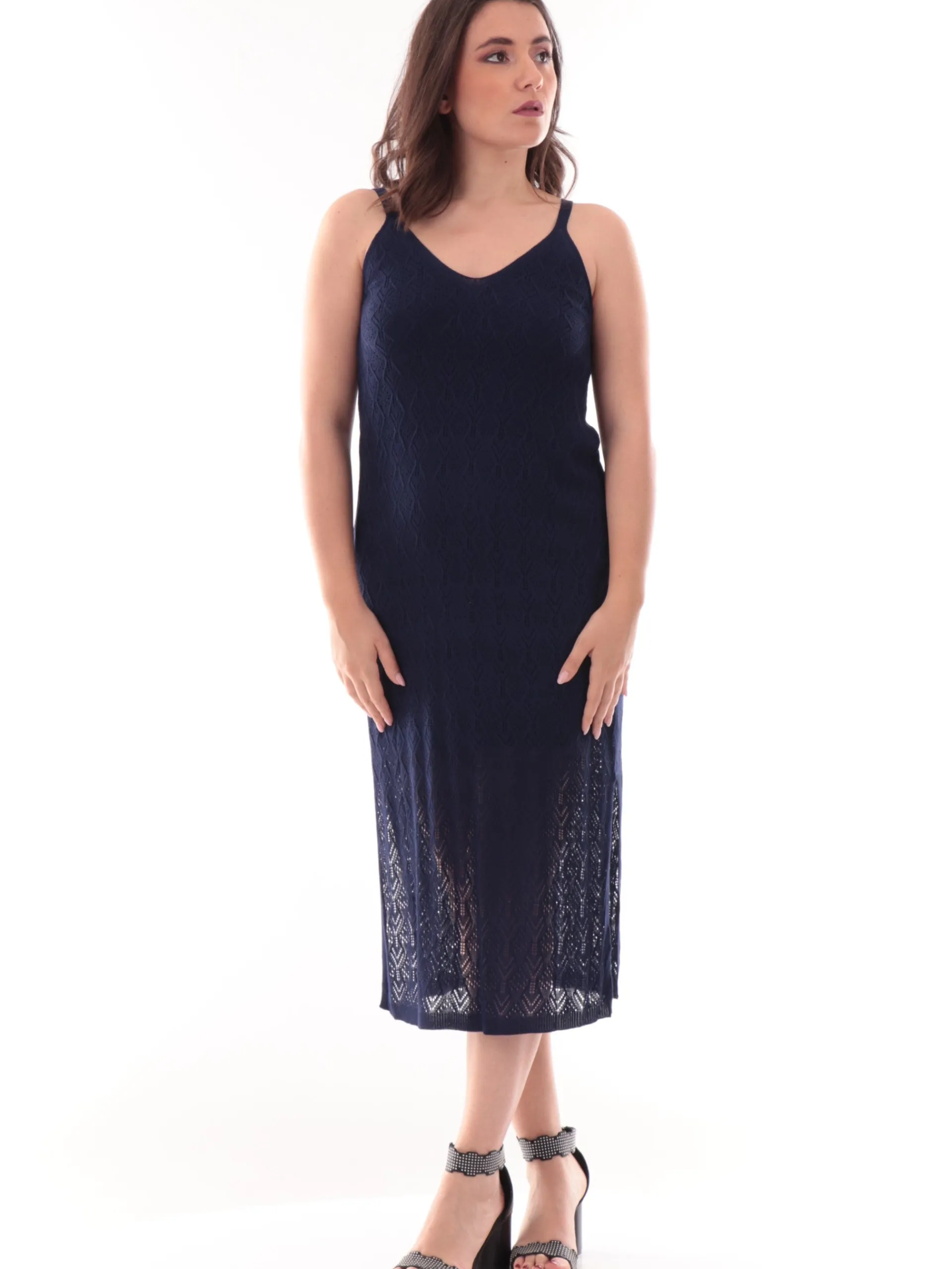 TIFFOSI Vestiti*Vestito spalle scoperte blu da donna ricami traforati APOLONIA 1 10059044