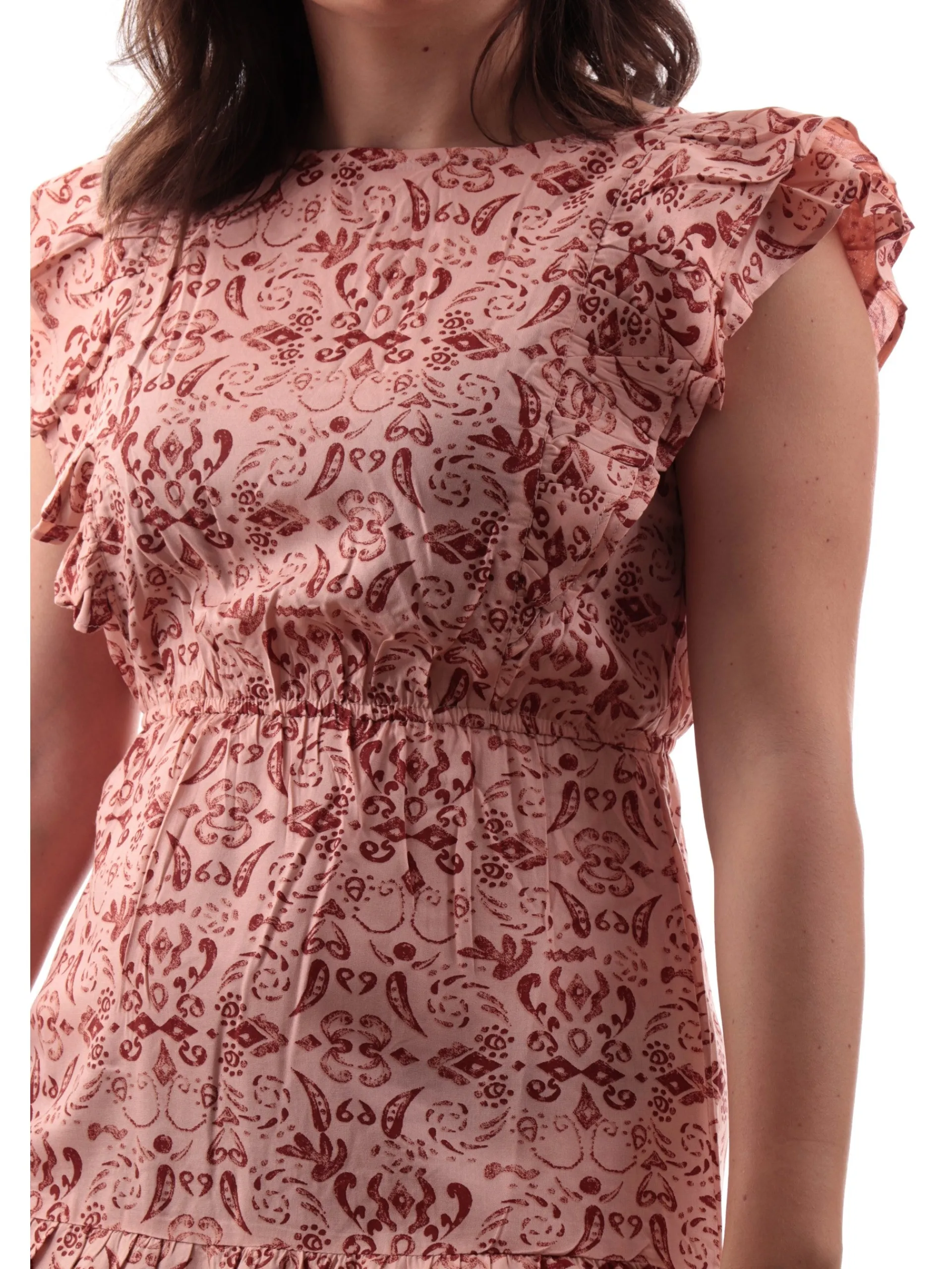 TIFFOSI Vestiti*Vestito rosa e rosso da donna con scollo a V a fantasia provenzale 10059543447