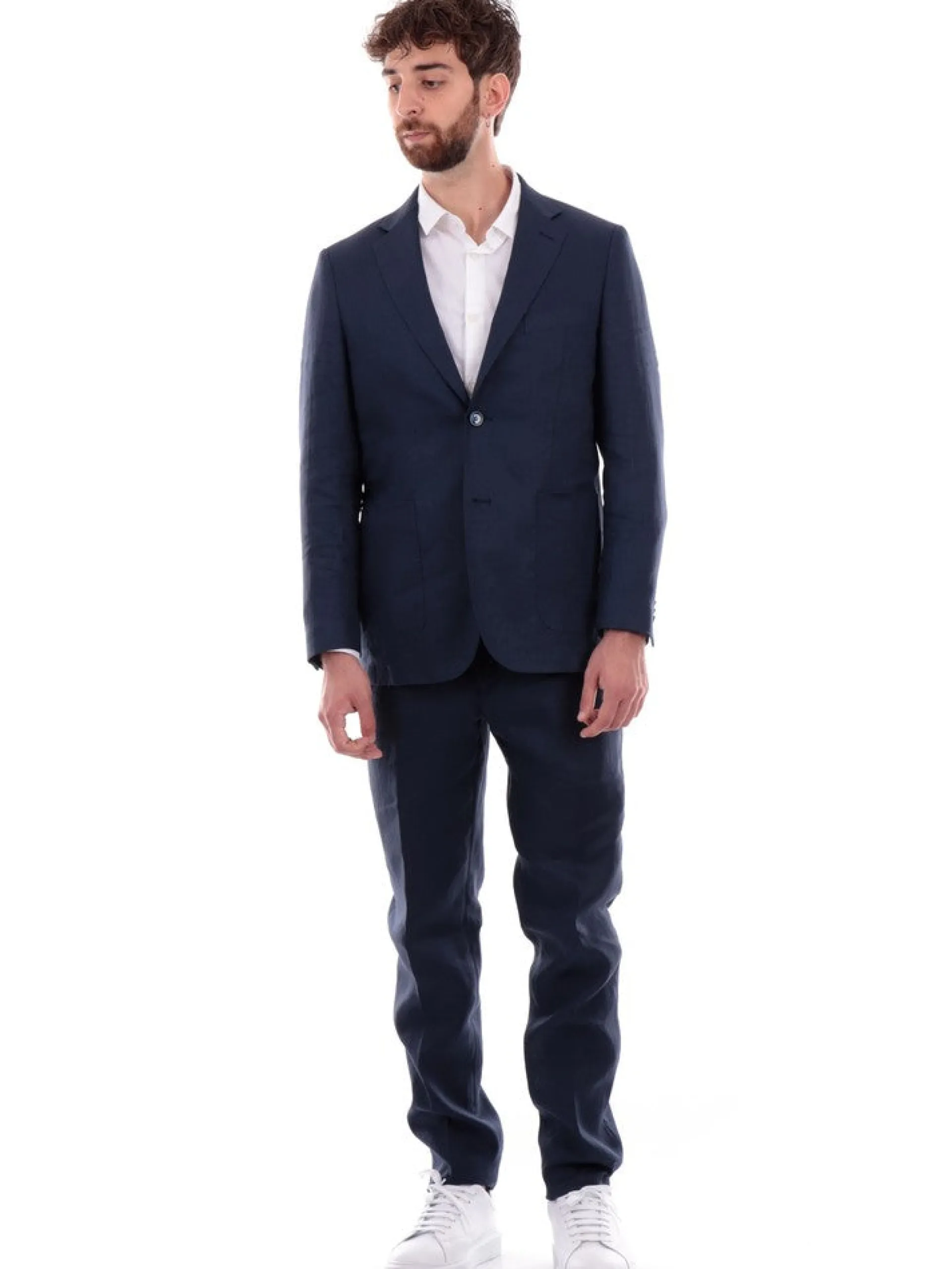 ALDO MARIA TESTA Completi*Vestito uomo completo blu da uomo in lino VINNY4LN01