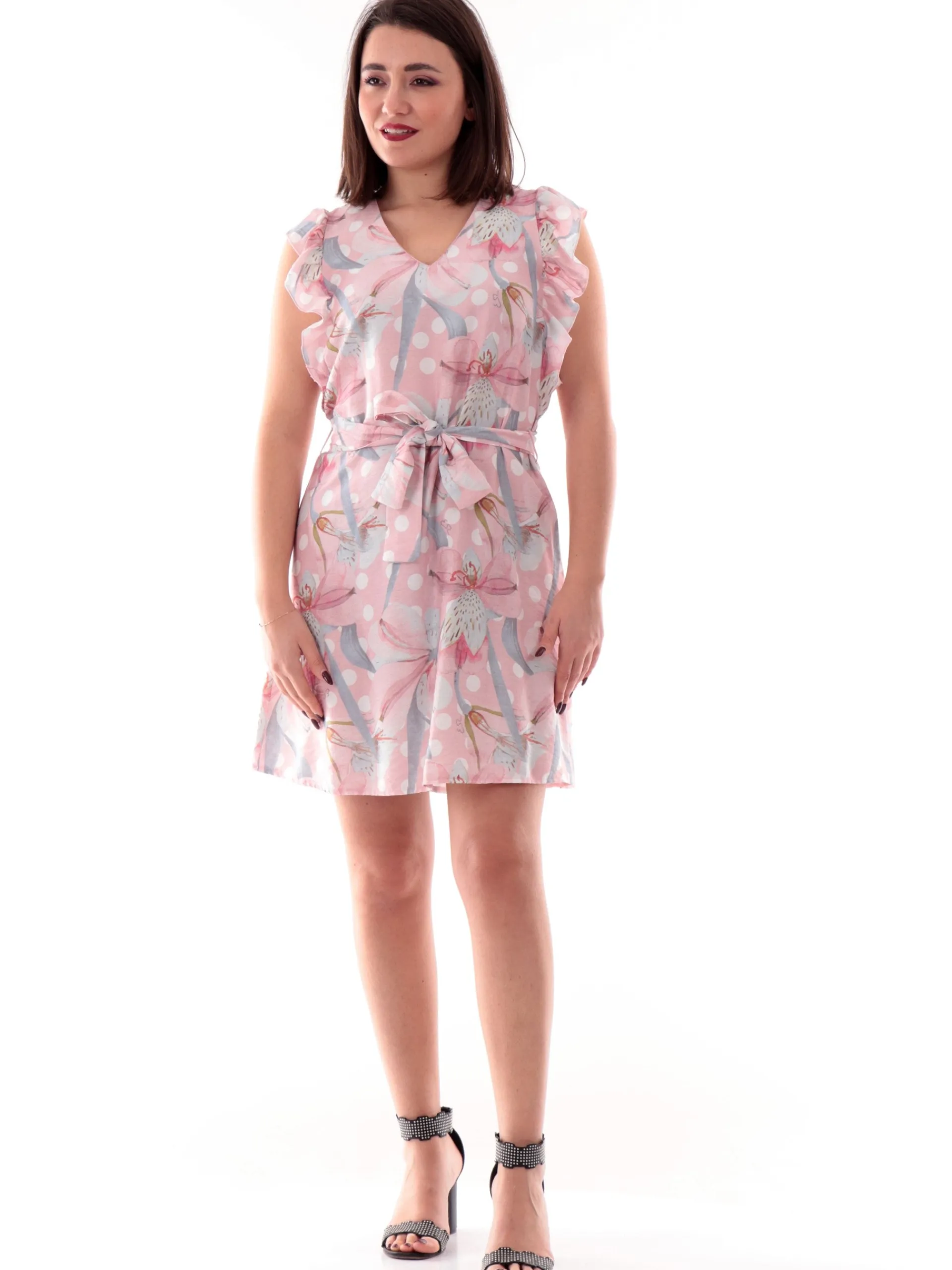 YES ZEE Vestiti*Vestito rosa da donna con scollo a v A207YW00-2425
